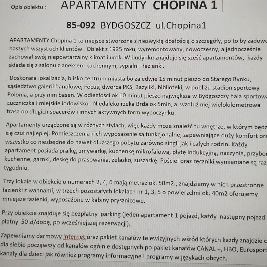 Apartamenty Chopina 1 Бидгощ Екстер'єр фото